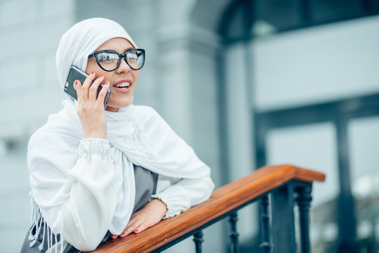 Muslim girl talking in the phone