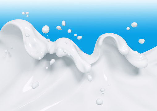 Splash milk 3d rendering