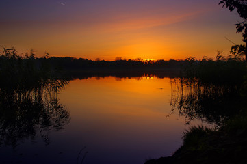 Sunset on lake