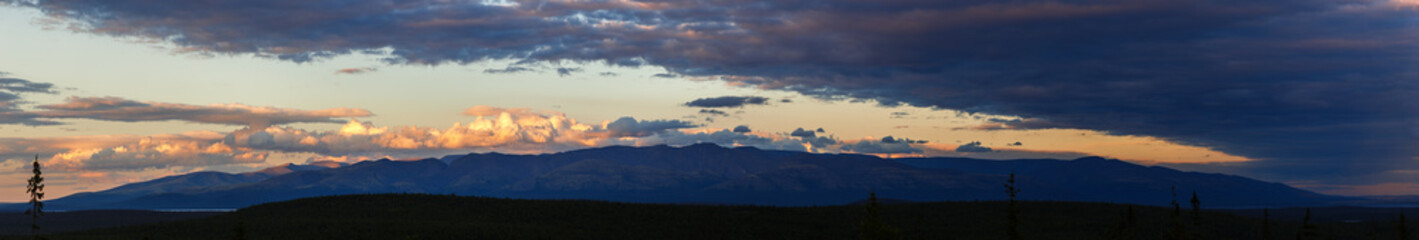 Sunset in the mountains of Khibiny, Kola Peninsula , Russia.