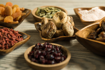 Mix of different dried fruits