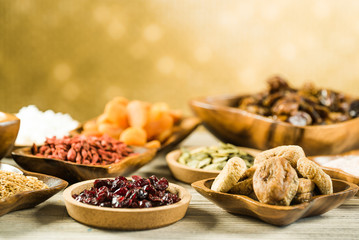 Mix of different dried fruits