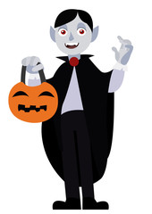 Funny Halloween character vampire. Cartoon vector illustration isolated on the white background