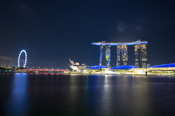 Fototapeta na wymiar Singapore Marina Bay Sand during night time