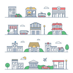 Obraz premium City vector illustration. Urban landscape, buildings, transport.
