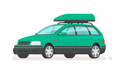 Family car station wagon with a roof rack. Vector illustration
