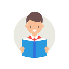 Vector illustration of a boy reading a book