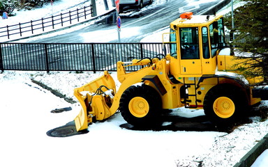 Standby of a snowplow in Sapporo
