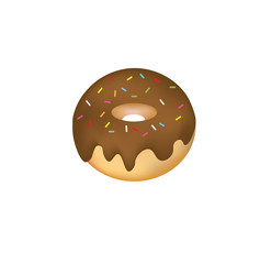Chocolate donut with sprinkles, vector