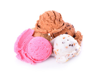 Ice cream flavored on a white background.