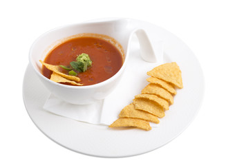 Delicious tomato soup with mint.