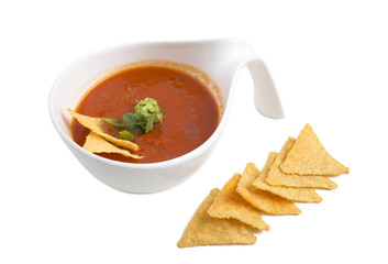 Delicious tomato soup with mint.