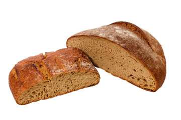 Rye breads isolated on white background. Selective focus
