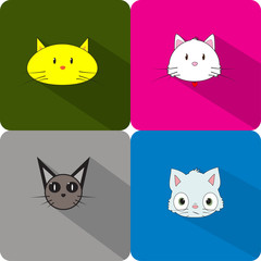 Vector icon set of cats