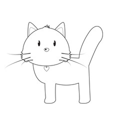 Vector white kitten on a white background, coloring book.