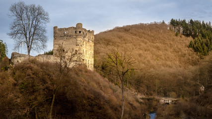 Fototapeta na wymiar Burg in Winterlandschaft