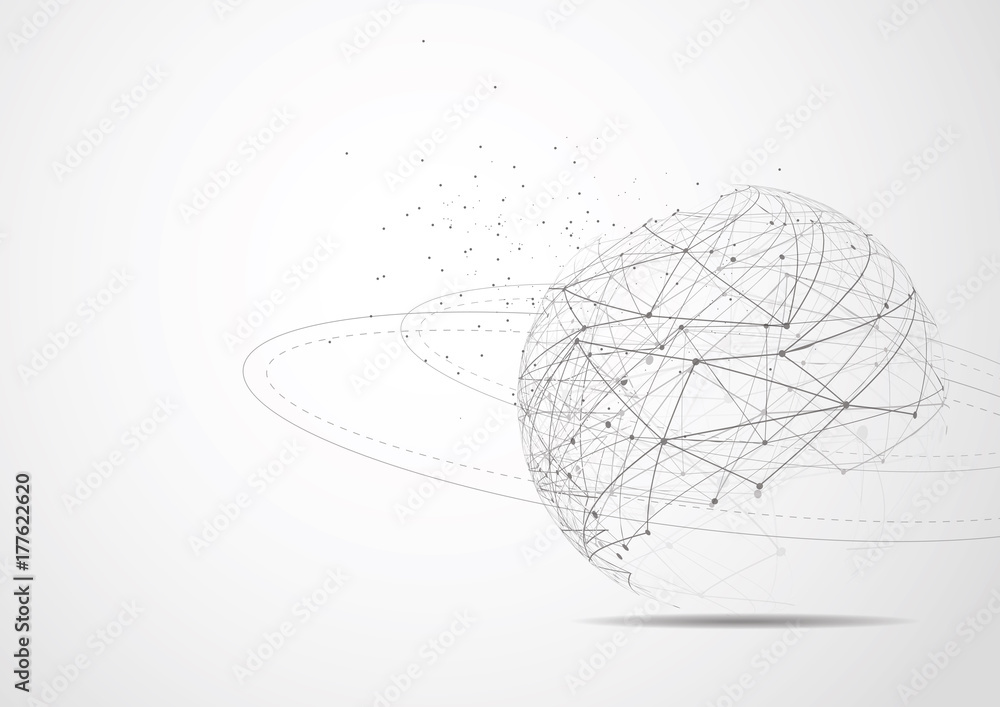 Poster global network connection. world map point and line composition concept of global business. vector i