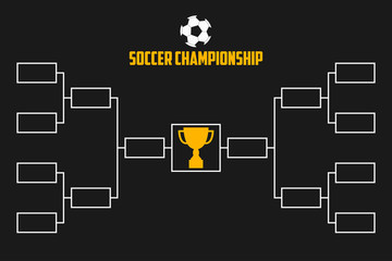 Tournament Bracket. Soccer championship scheme with trophy cup. Football sport vector illustration.