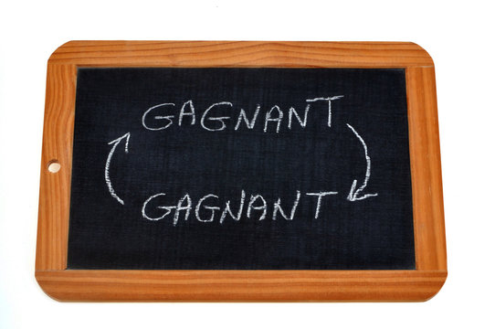 Gagnant- Gagnant &eacute;crit sur une ardoise 