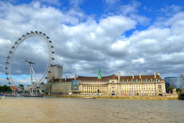 Fototapeta na wymiar London Skyline landscape with Big Ben, Palace of Westminster, London Eye, Westminster Bridge, River Thames, London, England, UK...