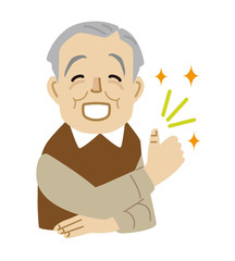 おじいさん　いいね　グッド　上半身