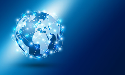 Global network connection design with copy space vector illustration