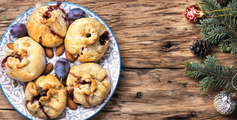 Christmas pastries with plum