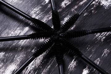 Brushes and smudged mascara