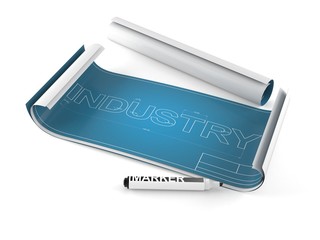 Blueprint with industry text
