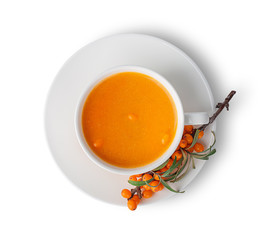 Juice from sea-buckthorn top view