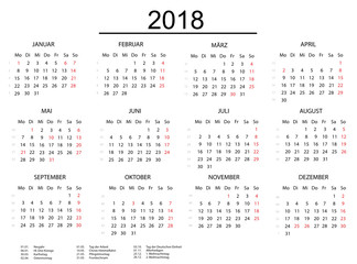 Kalender 2018 Querformat mit einer Linie