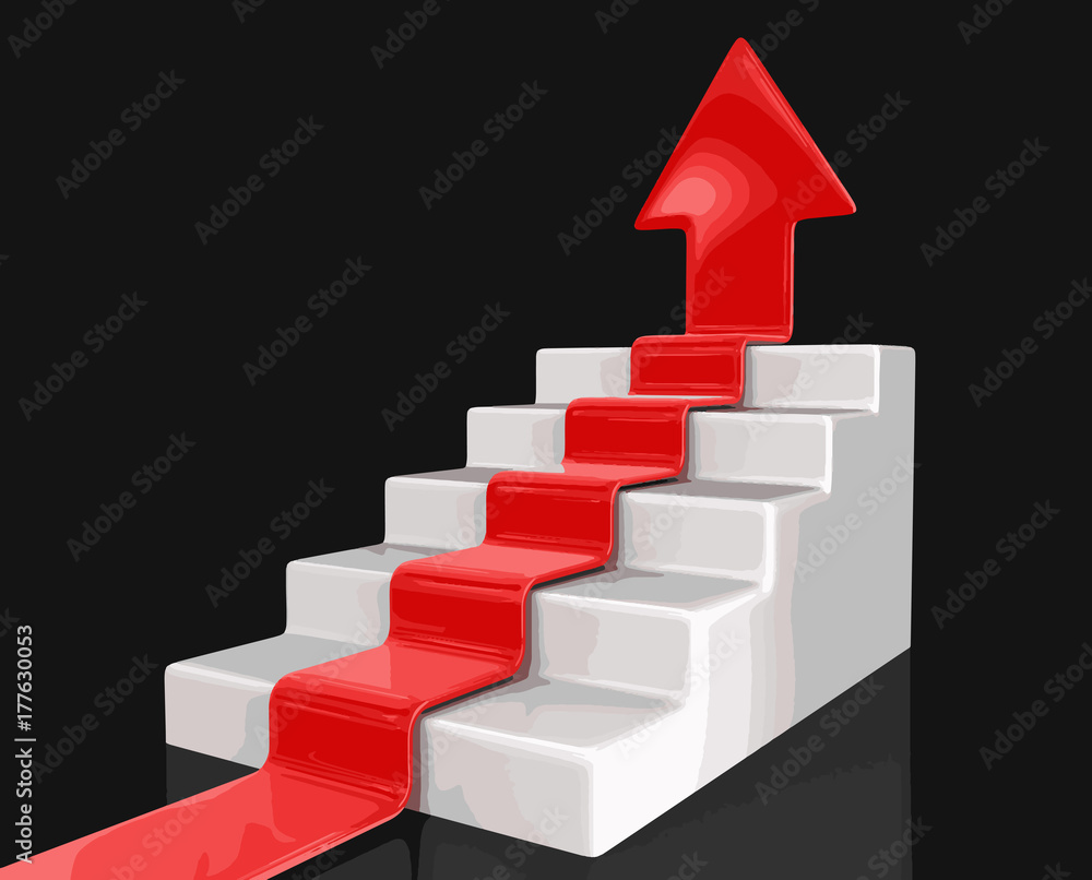 Poster staircase and arrow up. image with clipping path