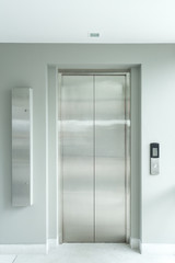 modern elevator made of metal in building