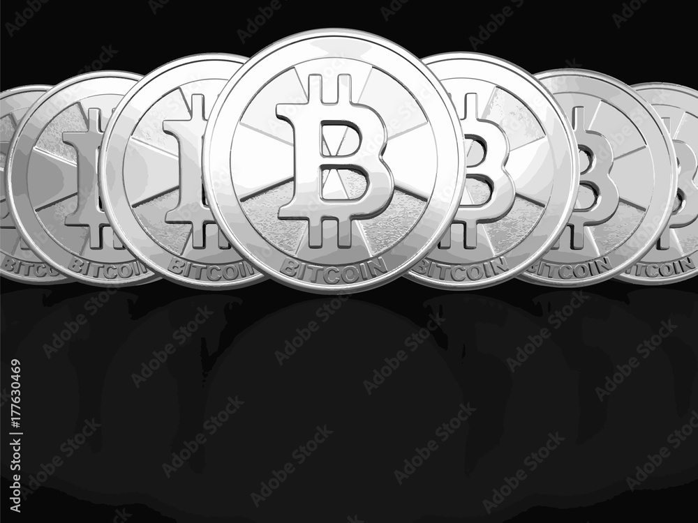 Poster silver bitcoin. image with clipping path