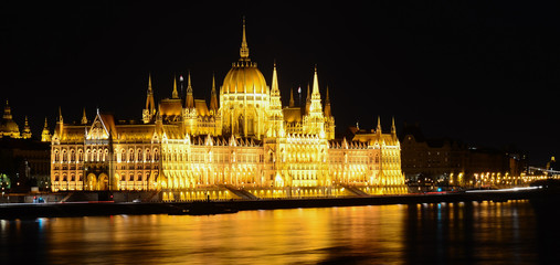 Fototapeta na wymiar Parliament building of Budapest by night, Hungary