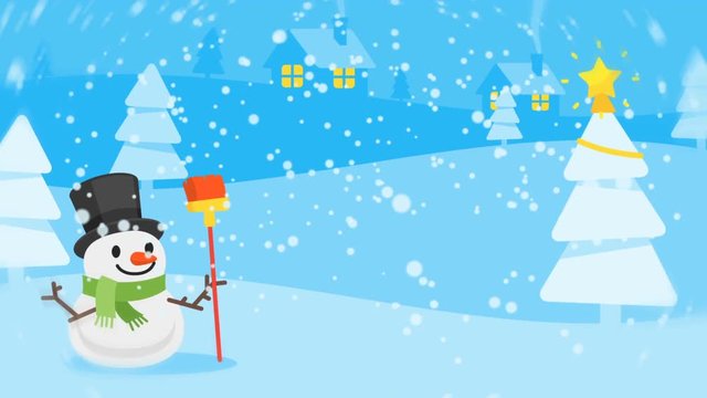 Composition Snowman Santa Claus Christmas Tree Text Happy Merry Christmas