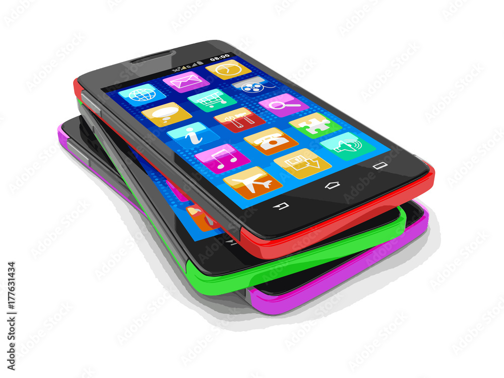 Poster touchscreen smartphone. image with clipping path.