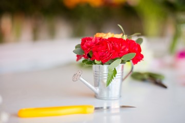 Red carnations and rose