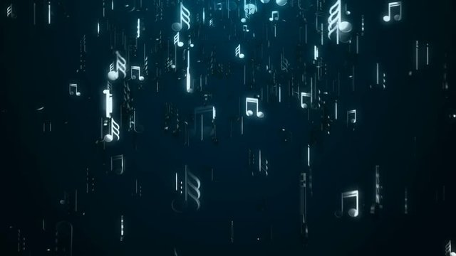 White music notes. Abstract background. Digital illustration. Seamless loop