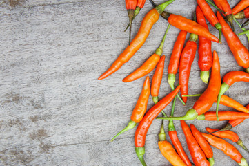 red chili raw on wood table prepare food give a spicy taste.
