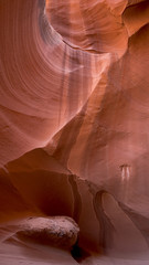 Upper Antelope Canyon is a slot canyon, result of eroded Navajo Sandstone, very popular and photogenic touristic destination close to Page in Northern Arizona.
