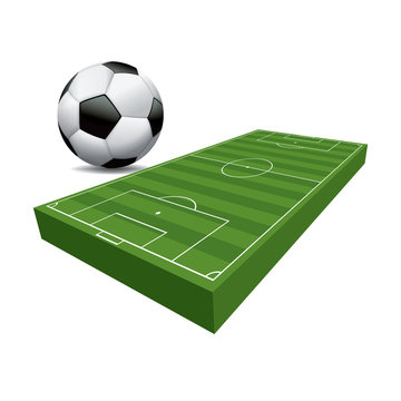 3D Soccer Football Field and Ball Illustration
