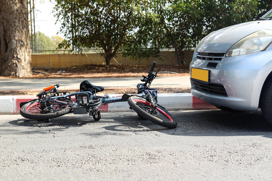 A traffic accident between electric e bike and car