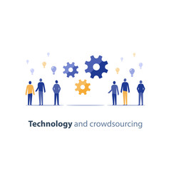 Fototapeta premium Technology and innovation forum, people exchanging ideas, start up business, team work vector illustration