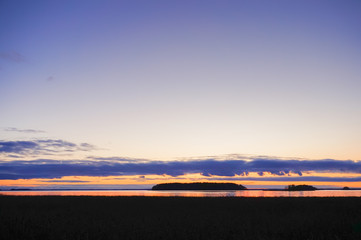 Calm Lake After Sunset, Colorful Sky, Autumn Landscape