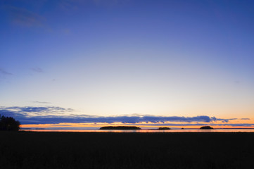 Calm Lake After Sunset, Colorful Sky, Autumn Landscape