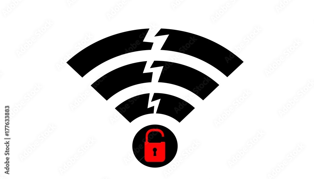 Aufkleber illustration of wpa / wpa2 wireless protocol vulnerability krack is serious threat for wfii internet