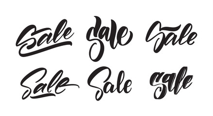 Obraz premium Vector illustration: Set of hand lettering type of Sale. Season offer
