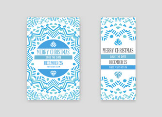 Set of Vector Happy New Year or Merry Christmas theme Save the Date Invitation to the Party