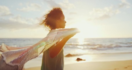 Happy Young Woman at Sunset - Powered by Adobe